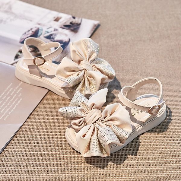 sneakers girls sandals 2023 summer little girl princess shoes children big bow sweet non slip fashion kids g993 230313, Black;red